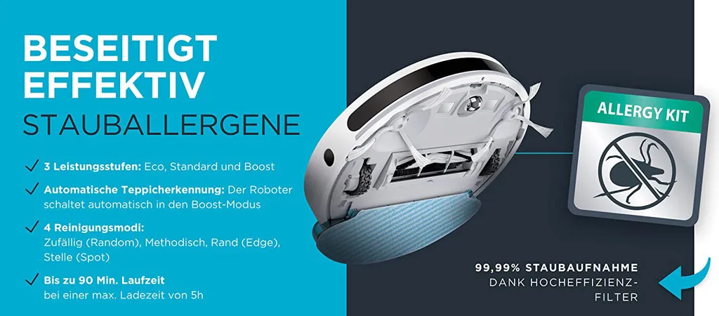 Rowenta RR7447 Xplorer S60 Allergy Connect Nass-Trocken-Saugroboter Weiß 65 DB – Bild 17