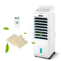 Aigostar Koud - Luftkühler, Mobile Klimaanlage, Leise, Ventilator Mit Fernbedienung, 55W, 5L, 3 Geschwindigkeitsstufen, Klimagerät Ohne Abluftschlauch, Aircooler 3 In 1, Verdunstungskühlung, 7H Timer