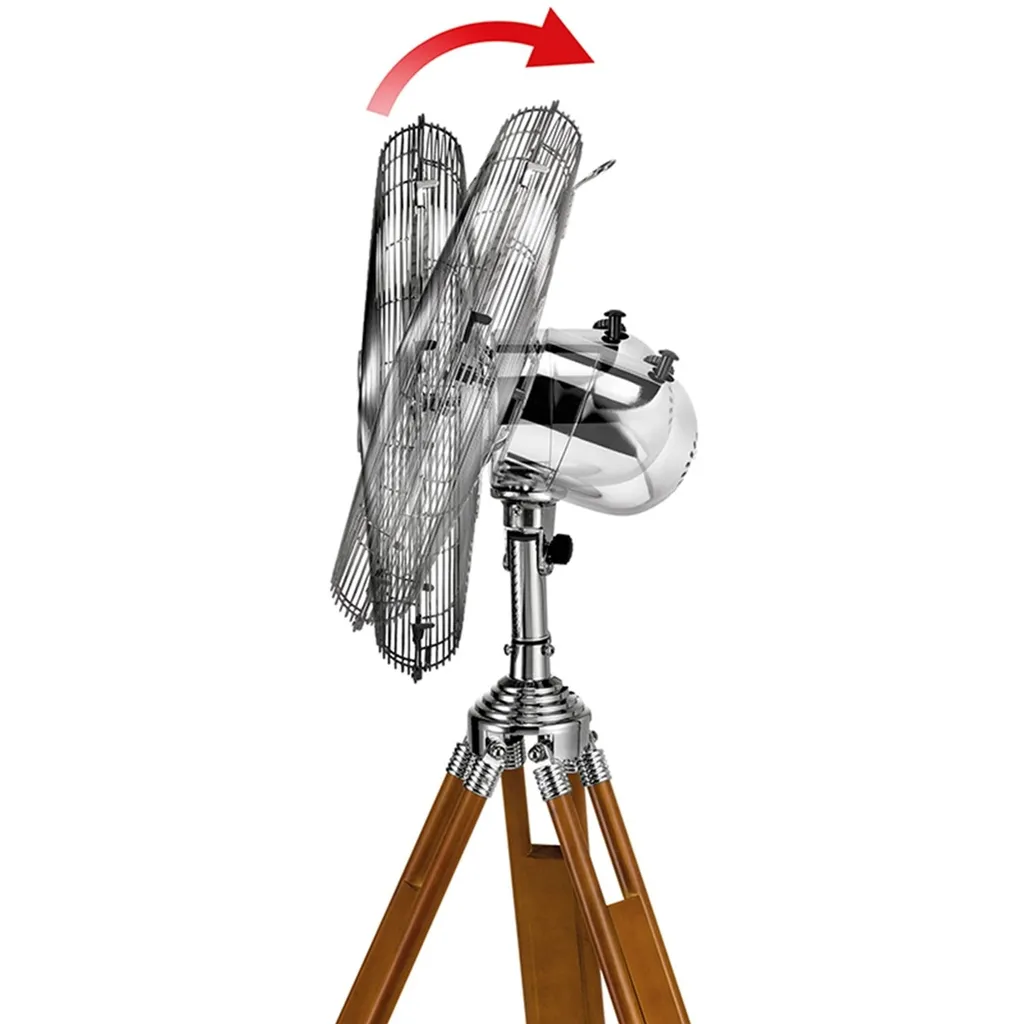 Unold KOLONIAL Design-Standventilator Aus Kiefernholz (Chrom- & Holzoptik, 50 Watt, Dreifuß, 3 Stufen, Oszillation) – Bild 3