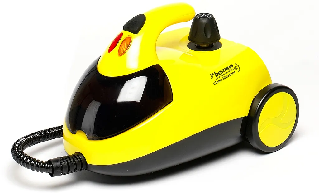 Bestron Dampfreiniger Mit 12-Teiligen Zubehör-Set, Inkl. Kindersicherung & 10m Aktionsradius, 4 Bar Dampfdruck, Kapazität: 1,5 L, Ideal Für Bäder Und Küchen, 1500 Watt, Farbe: Gelb – Bild 2