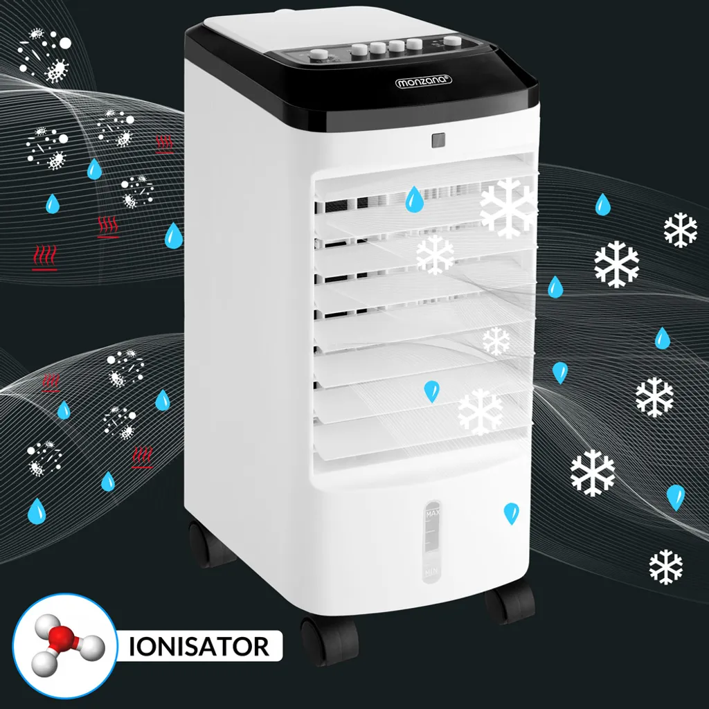 Monzana Luftkühler MZ401 3in1 4l Inkl 3 Stufen Ventilator Luftkühler Luftbefeuchter Ionisator Aircooler Klimagerät – Bild 4