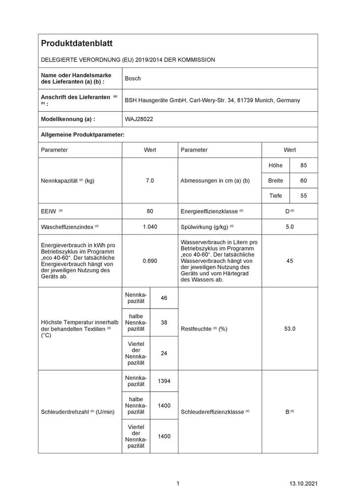 Bosch Serie 2 WAJ28022 Waschmaschinen - Weiß – Bild 10