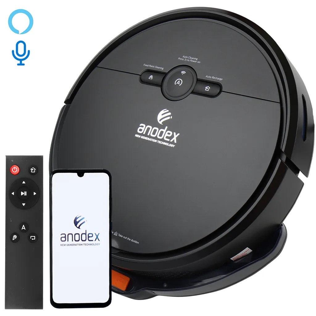 Anodex - Staubsauger Roboter - Mit Wischfunktion - Mit Ladestation - Staubsauger Roboter - 3 In 1 - Mattschwarz