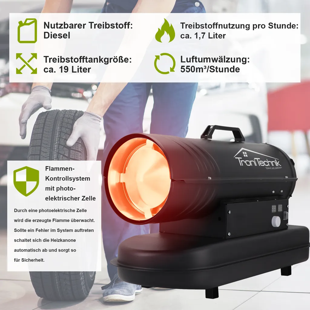 TroniTechnik TT-HK-241 Heizkanone Dieselkanone Heizlüfter 20kW Mit Tragegriff – Bild 5