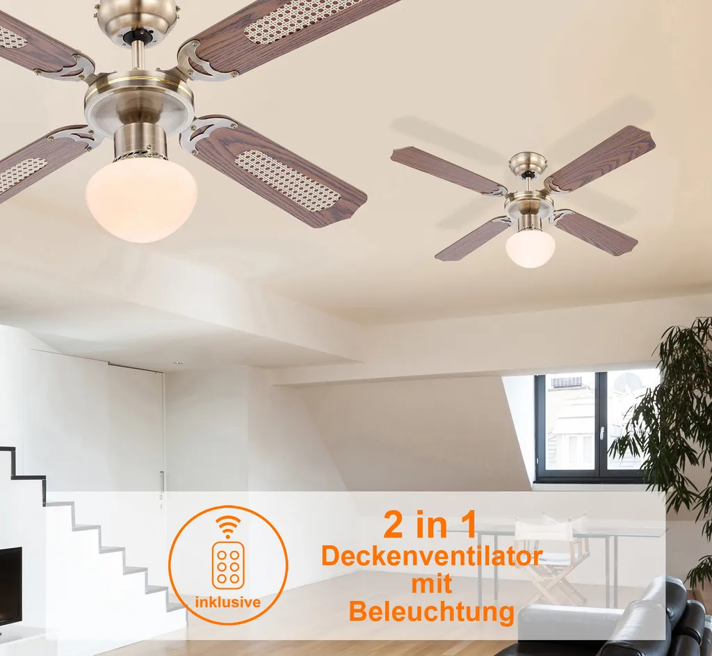 Deckenventilator Mit Fernbedienung Und Licht Ventilator Lampe Holz Optik 106 Cm – Bild 3