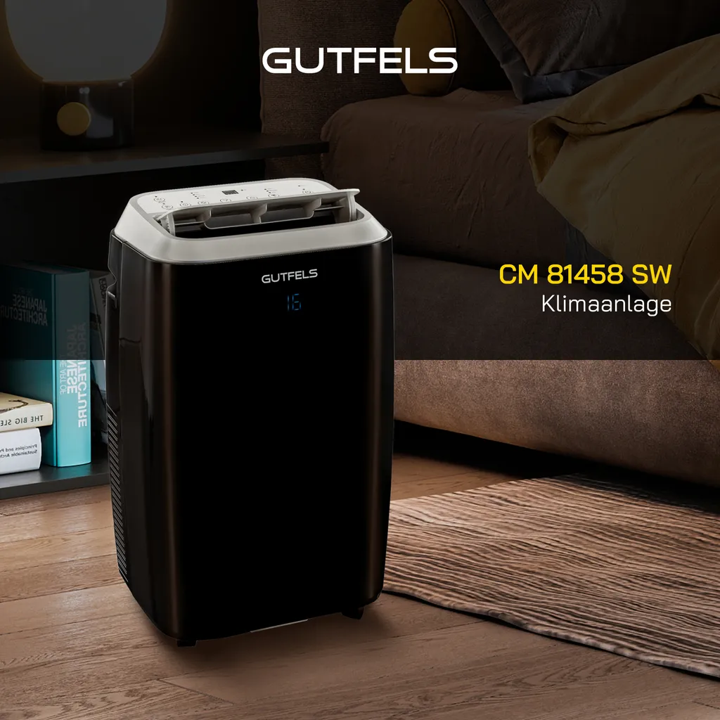 GUTFELS Klimagerät CM 81458 Sw | Mobiles Klimagerät | 4-in-1 Luftkühlung, Trocknung, Ventilation Und Heizen | 14.000 BTU / 4,1 KW Kühlleistung | Schwarz – Bild 2