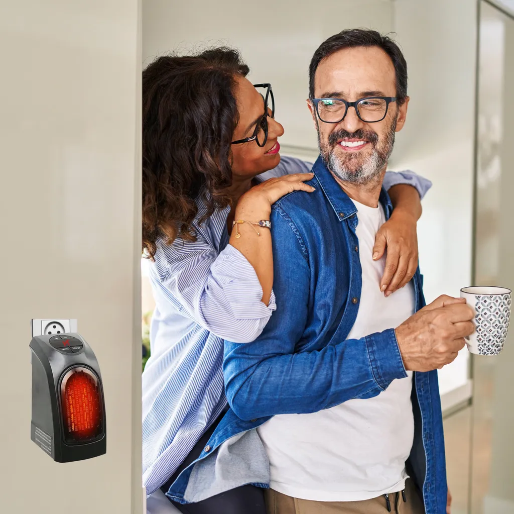 350W Steckdosen Heizlüfter Mini Heizung Elektroheizer Keramik Heizgerät Energiesparend Lufterhitzer Plug Heater Energie Sparen 220V Schwarz Retoo – Bild 9