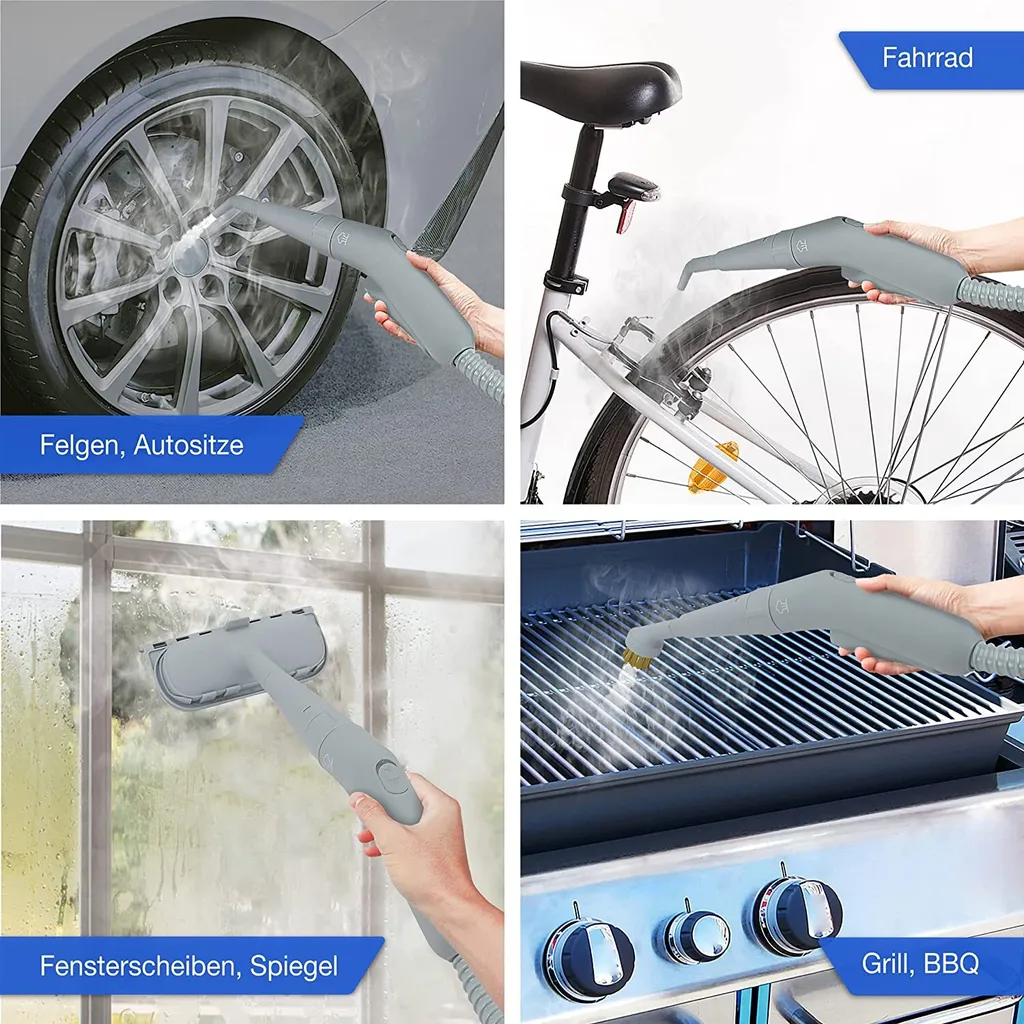 LEBENLANG Dampfreiniger Handgerät Steam Cleaner - 1000W & 300ml Mit 9 Zubehör | Polsterreiniger Gerät | Polster Handdampfreiniger Polstermöbel Fugenreiniger Für Bad Fliesen | Premium Dampf Reiniger… – Bild 7