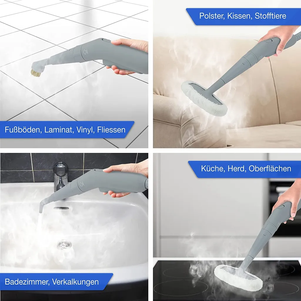 LEBENLANG Dampfreiniger Handgerät Steam Cleaner - 1000W & 300ml Mit 9 Zubehör | Polsterreiniger Gerät | Polster Handdampfreiniger Polstermöbel Fugenreiniger Für Bad Fliesen | Premium Dampf Reiniger… – Bild 6