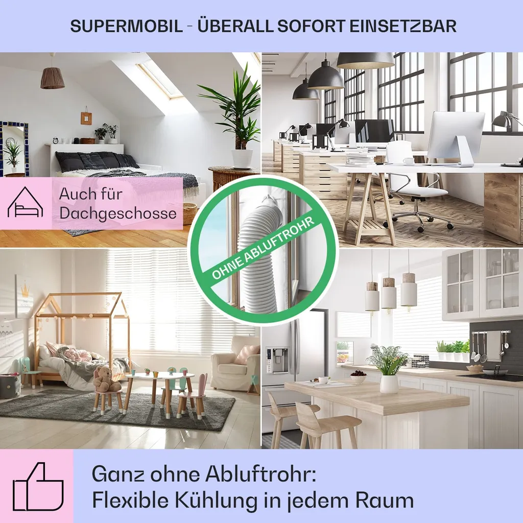 Klarstein Mobiles Klimagerät Ohne Abluftschlauch - Luftkühler Mit Wasser Ventilator Luftbefeuchter Luftreiniger Funktion - 6L Wassertank - Air Cooler Klimaanlage Mobil Mit Fernbedienung - Schwarz – Bild 5