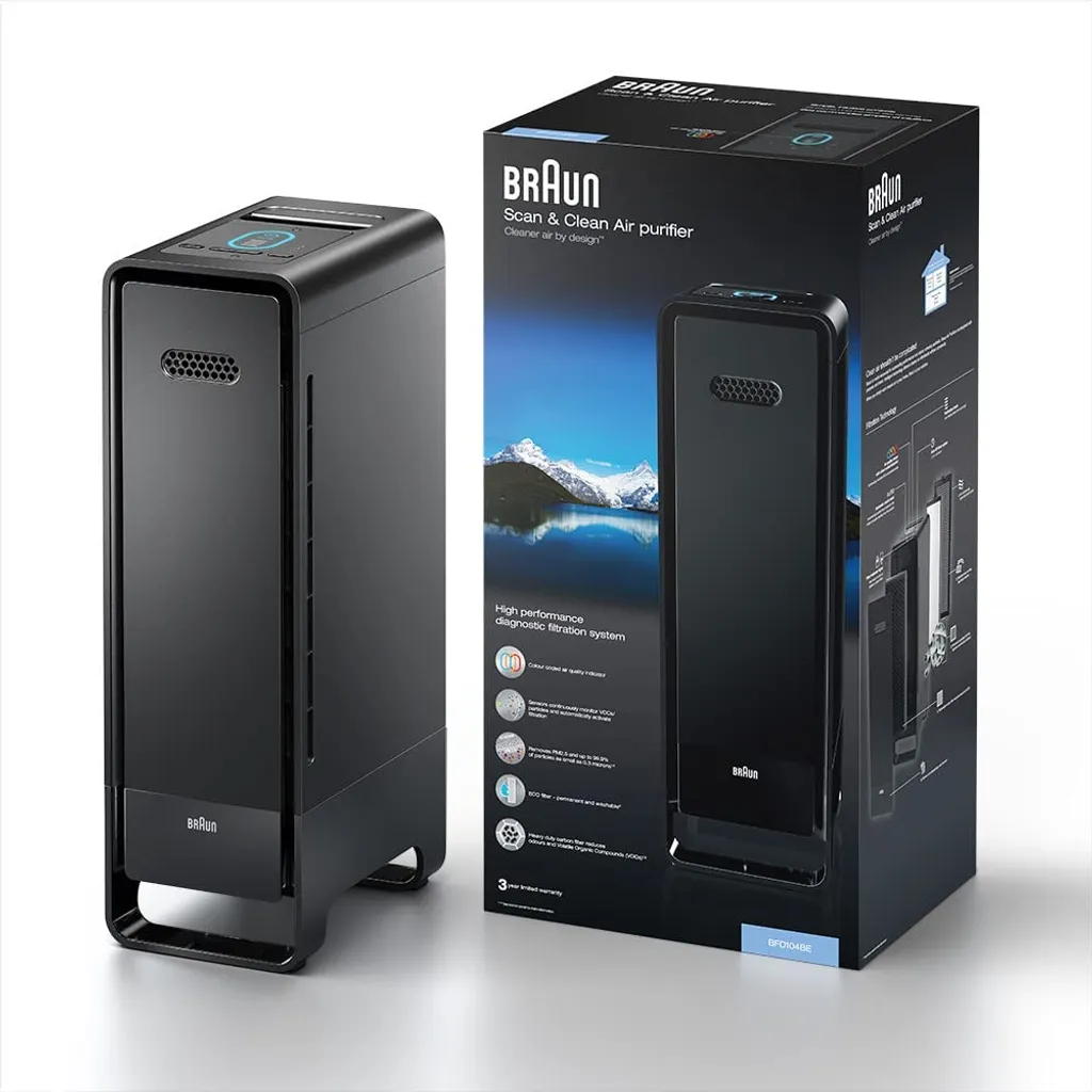 BRAUN Luftreiniger BFD104BE2 SCAN & CLEAN Raumgröße: 129 M² Dreifachfiltrierungssystem Schwarz – Bild 13