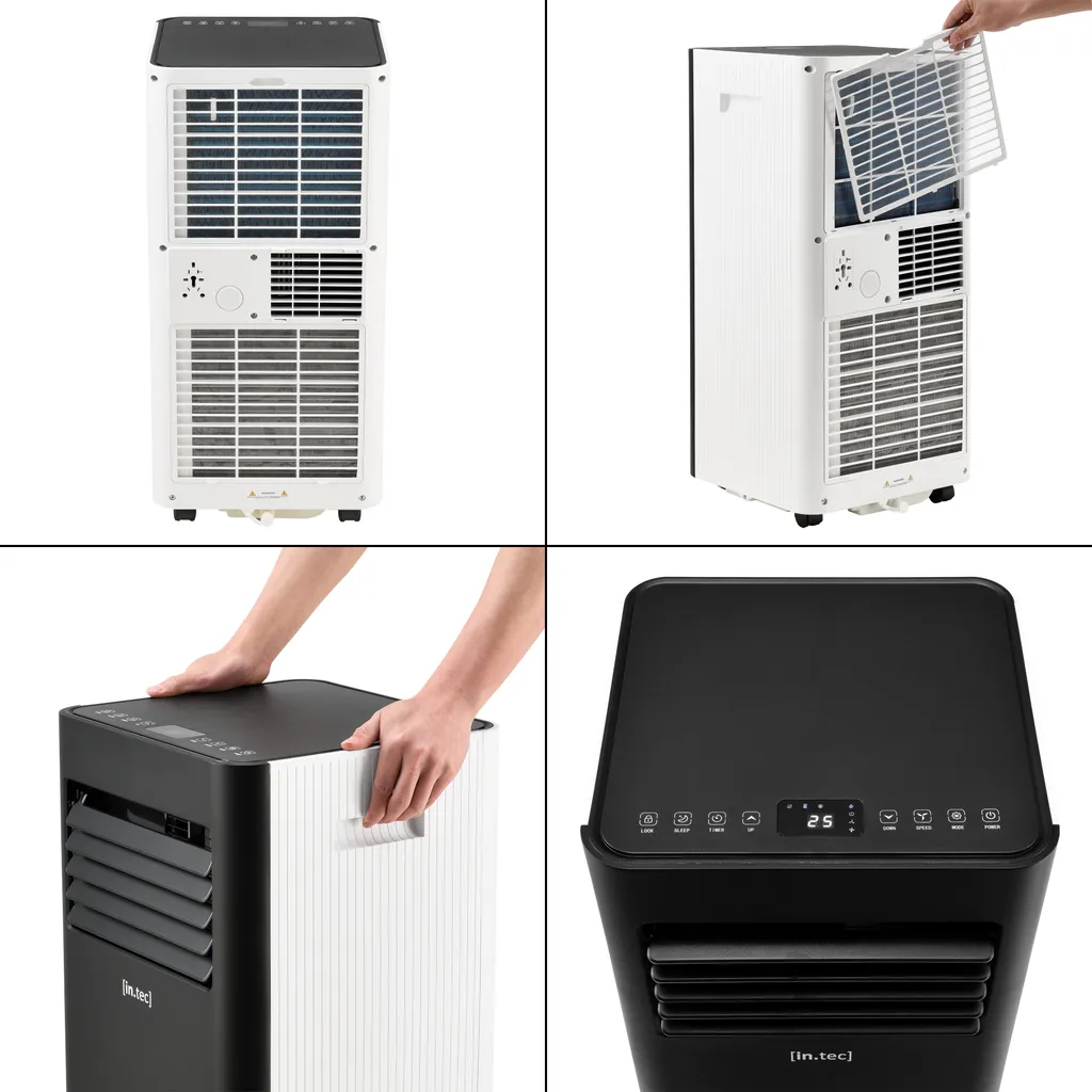 Mobiles Klimagerät Mit ökologischem Kühlmittel Klimaanlage 2600W 3-in-1 Luftkühler Ventilator Entfeuchter 9000 BTU Schwarz/Weiß – Bild 5