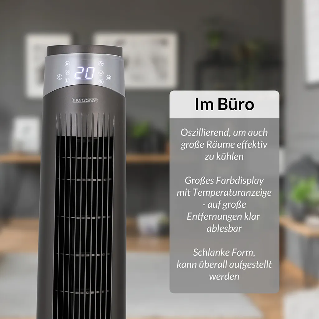 Monzana Turmventilator 6 Geschwindigkeitsstufen 120cm 3 Modi Timer Fernbedienung – Bild 7