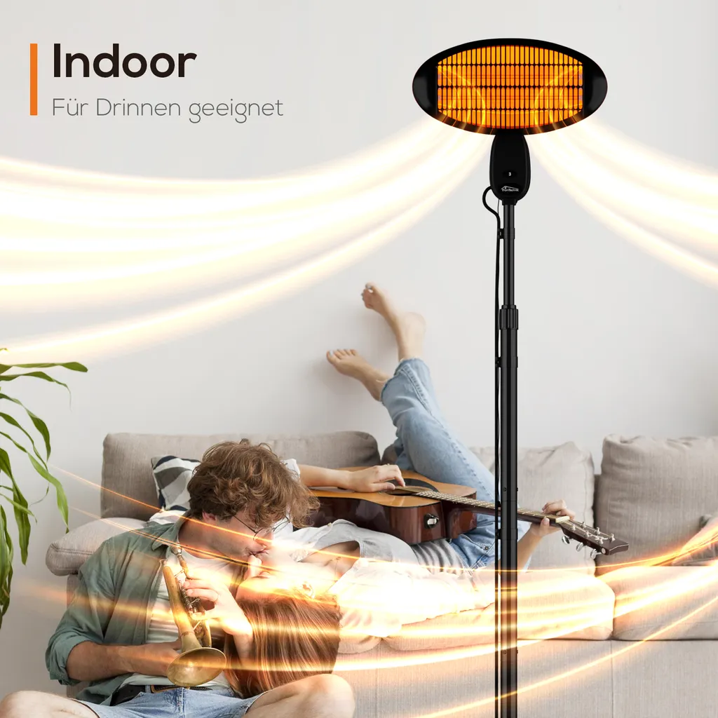 TroniTechnik Quartz-Heizstrahler Mit 3 Stufen, Verstellbarer Teleskopstange Und Kopf – Bild 10