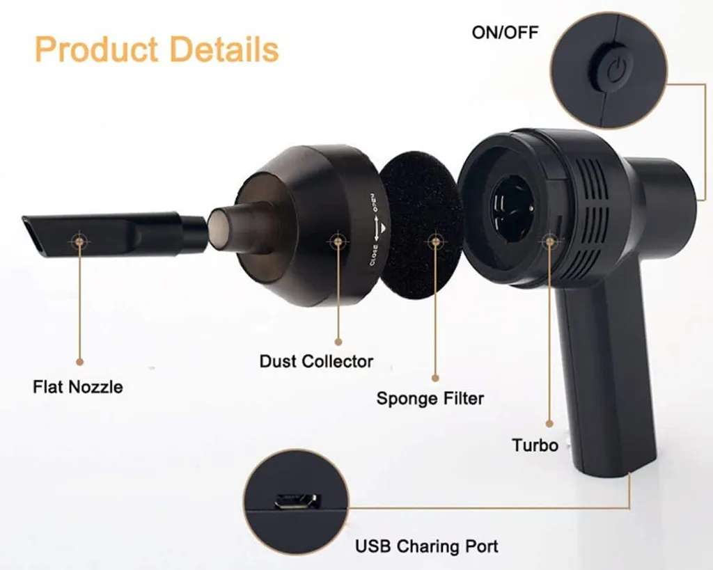 Elektrischer Staubsauger, Luftstaubsauger Leistungsstarkes Gebläse Alternative Druckluftspray Tastaturreiniger Für PC, Laptop, Sofa – Bild 4