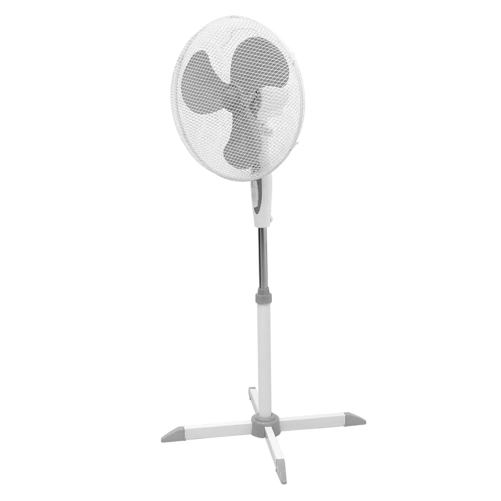 ECD Germany Standventilator 45W, Ø 40cm, Weiß/Grau - Leise, 3 Geschwindigkeitsstufen - Standfuß Höhenverstellbar 102-120 Cm - 90° Oszillazion 30° Neigbar - Ventilator Standlüfter Luftkühler Bödenventilator
