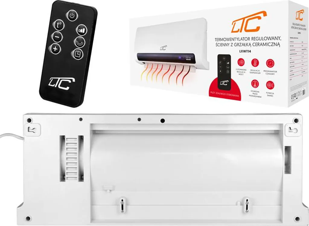 Luftschleier- Heizlüfter Wandheizlüfter 2200W Mit Keramik-Heizung Und Fernbedienung LTC LXWT14 – Bild 6