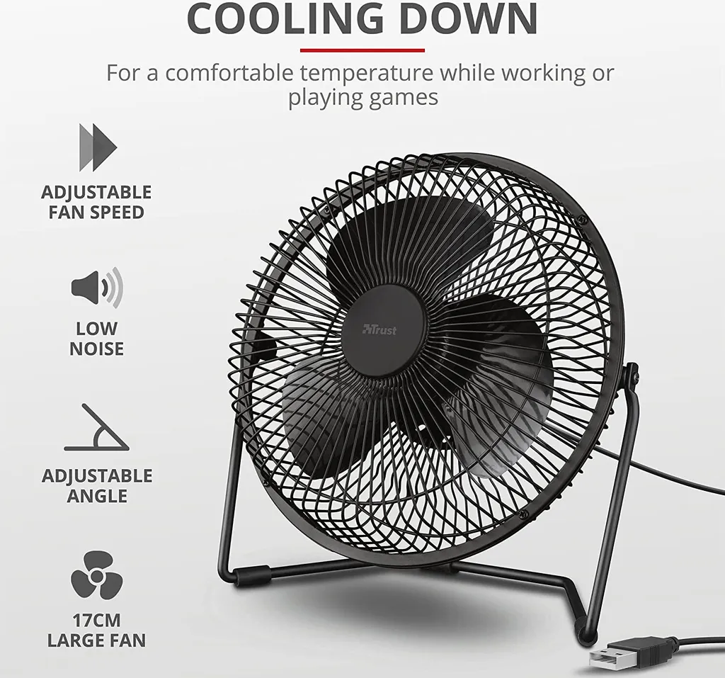 Trust Blaze USB-Kühllüfter, Einstellbare Geschwindigkeit, 120 Cm Kabel - Schwarz – Bild 3