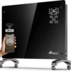 TRESKO® Elektroheizung Schwarz 2000W Inkl. WiFi & APP Glaskonvektor Konvektor Wand Heizung Glas Heizkörper Bad