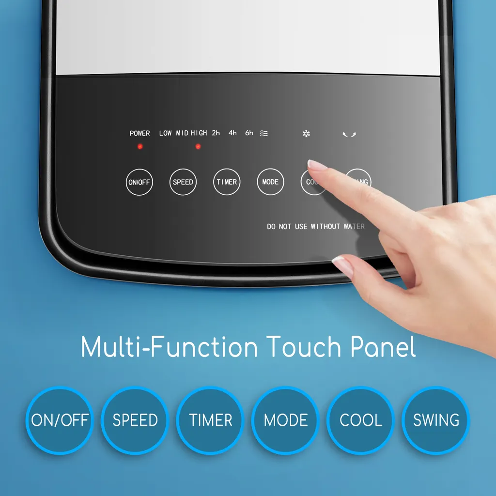 Aigostar 3,5L Mobiler Luftkühler 4-in-1 Mit 3 Stufen, LED Anzeige, Klima Ventilator Mit Fernbedienung, Mobiles Klimagerät Ohne Abluftschlauch Inkl. Timer & Oszillation Aircooler (Weiß/Schwarz) – Bild 2