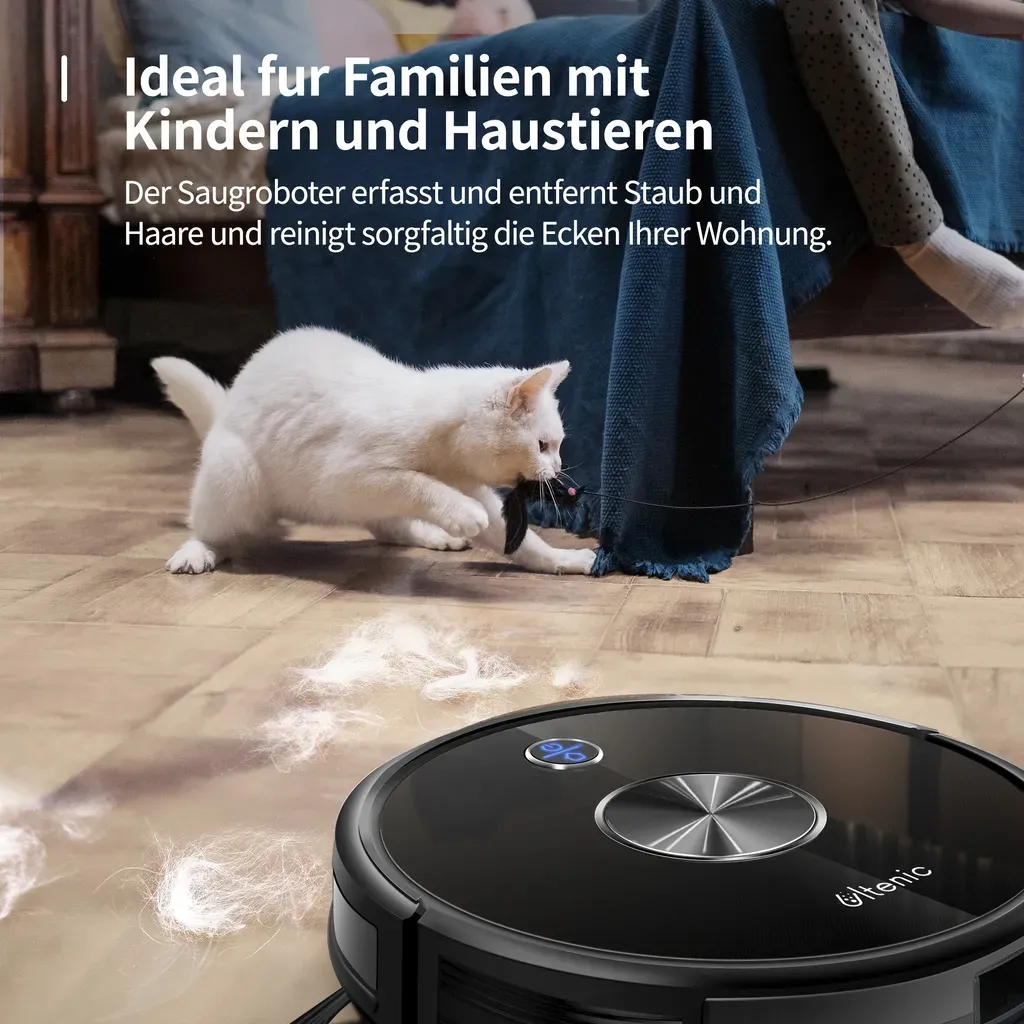 ULTENIC D5 Saugroboter Mit Mop Ultradünner Roboter, Bluetooth Und WIFI Verbunden, 3000 Pa Saugkraft, 2600 MAh Akku, Staubsauger Roboter – Bild 8