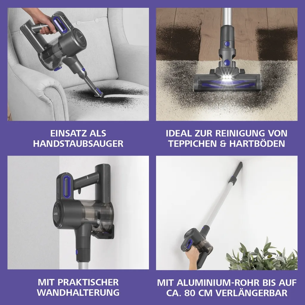 CLEANmaxx Akku-Zyklon-Staubsauger - 3-fach-Filter - Anthrazit/blau – Bild 3