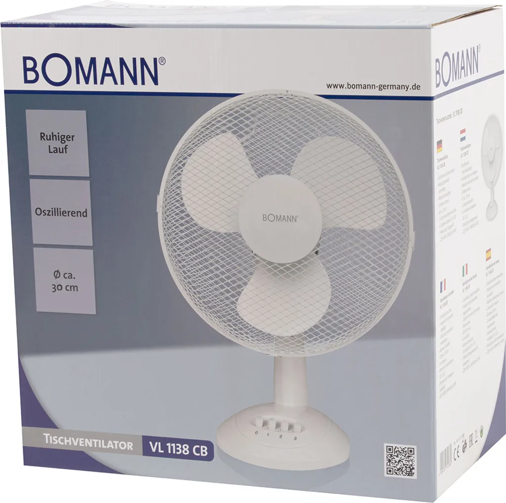 Bomann Tischventilator VL 1138 CB 30cm 40W Weiß – Bild 7