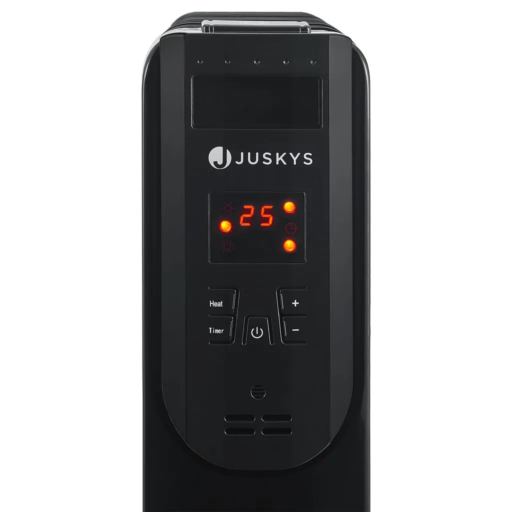 Juskys Elektroheizung Ölradiator 2500 Watt - Heizung Elektrisch Mit 3 Stufen, Thermostat, 12 H-Timer & Überhitzungsschutz - Radiator Schwarz – Bild 13