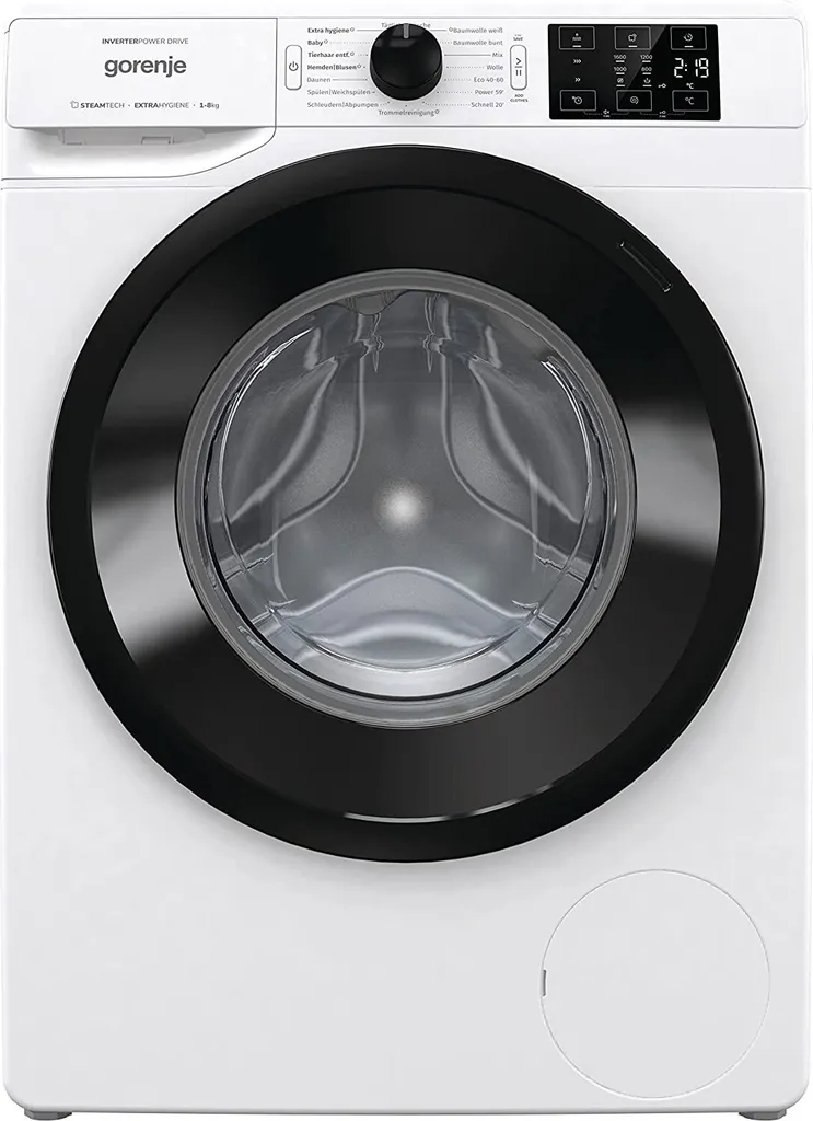 Gorenje WNEI 86 APS Waschmaschine Mit Dampffunktion - 8 Kg - 1600 U/min - 16 Programme - Inverter Motor - Edelstahltrommel - AquaStop - Kindersicherung - Trommelreinigung - Weiß